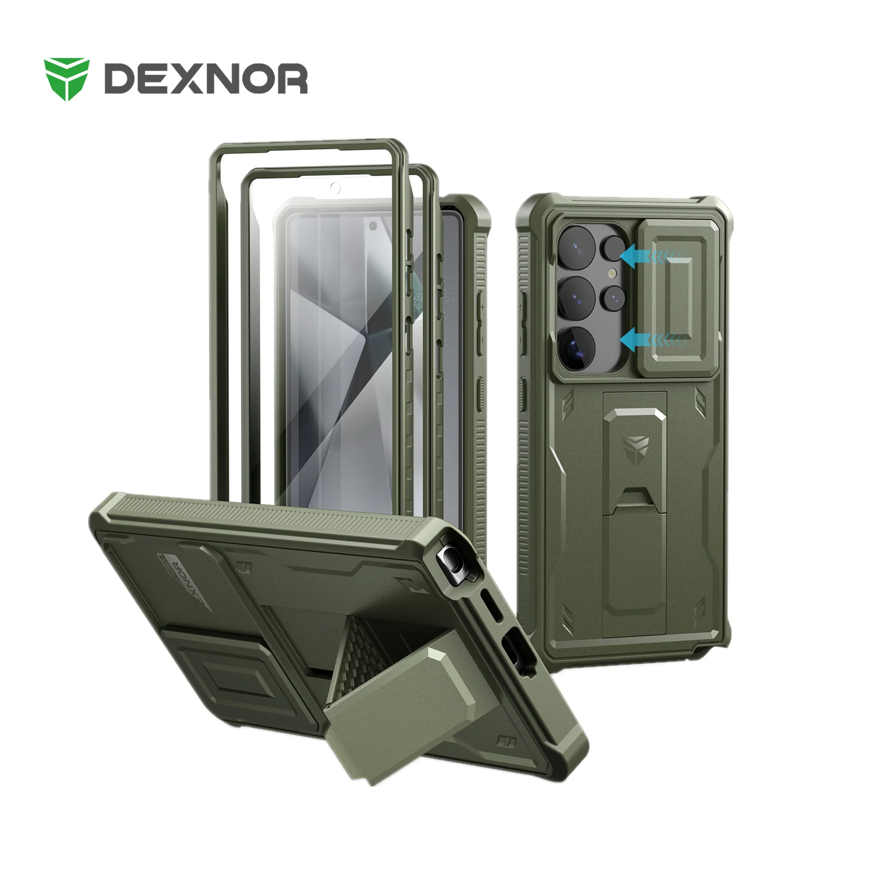 Full Body Shockproof Case with Camera Cover, Built-in Screen Protector, and Kickstand