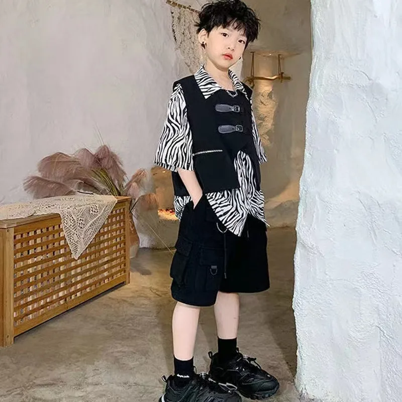 Tracksuit For Boy Sets For Children Boy Children ClothingVest+Shirt+Shorts New Boys' Summer 3pcs Kids Outfits
