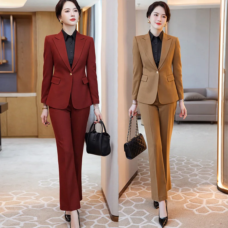 

Wine Red Suit Women's Business Wear Spring and Autumn New Elegant Tooling High-End Manager Formal Suit Suit Overalls