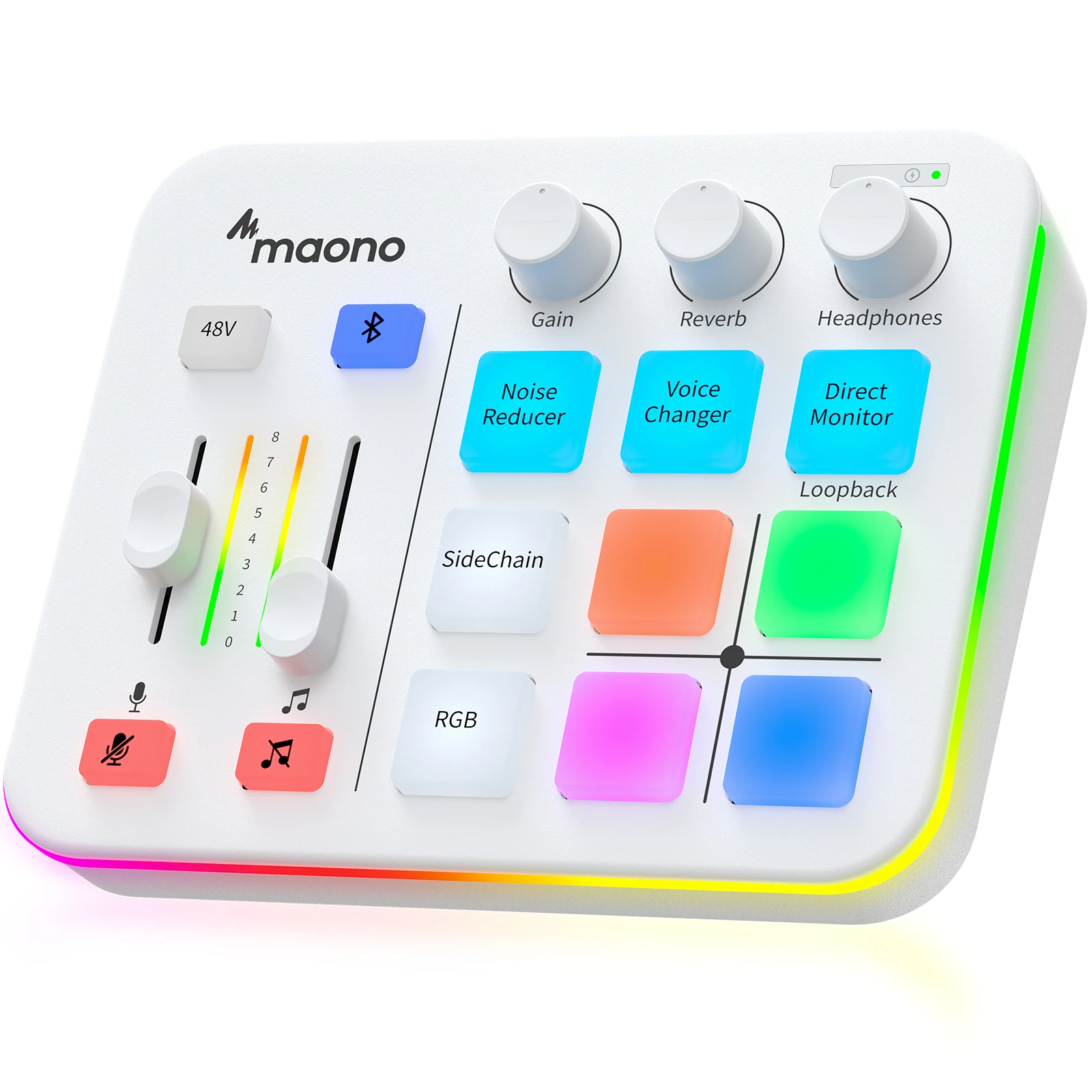 MAONO G1 NEO Gaming Audio Mixer, Efeitos sonoros personalizados RGB Streaming com microfone XLR Interface de áudio, para voz do jogo, Podcast MaonoCaster G1 NEO