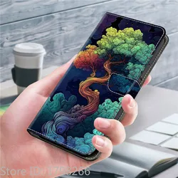 Leather Etui Phone Case - Magnetic Wallet Flip Cover with Painted Flower and Deer Design for Honor 600 Lite (N01)