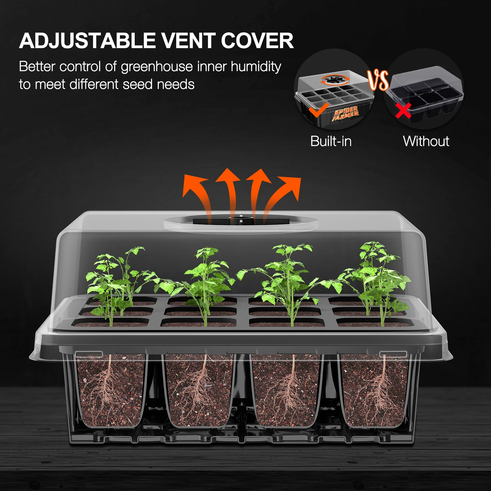 Spider Farmer Seed Starter Trays Seed Starting Kit Plant Growing Trays 4 Packs For Home Indoor Hydroponics Veg Plants