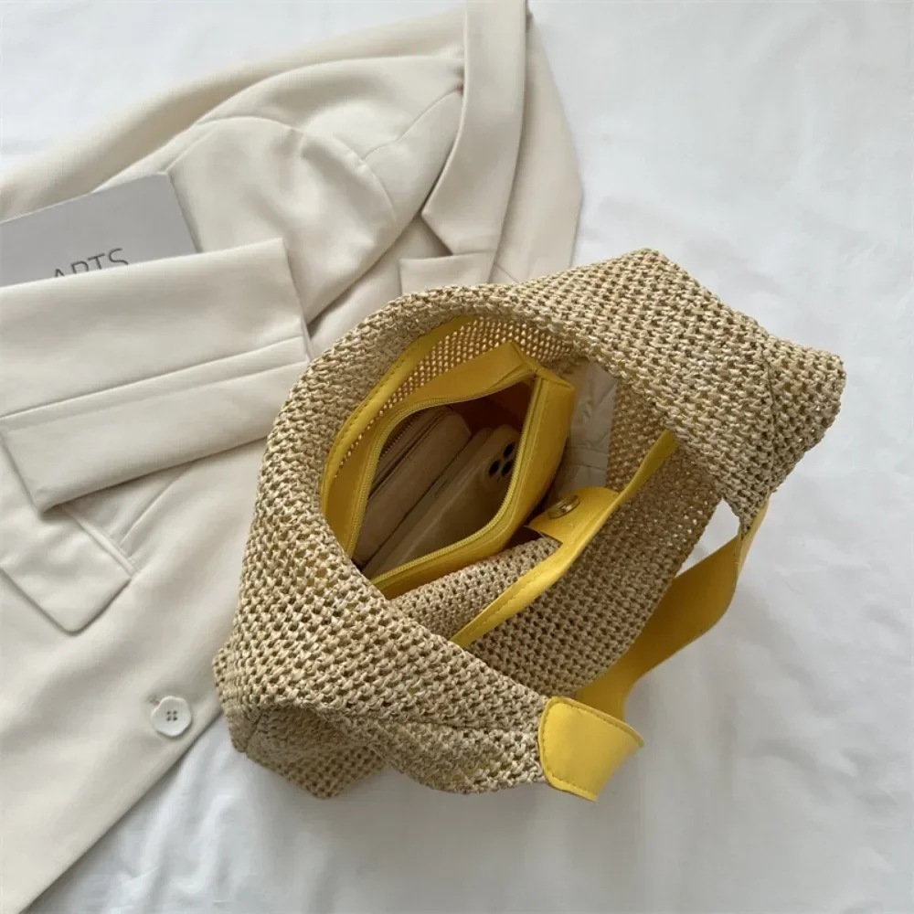 Casual Beach Summer Popular Woven Mother-in-law Bag 2026 Fashionable One-shoulder Seaside Travel Beach Straw Bag Women Handbags