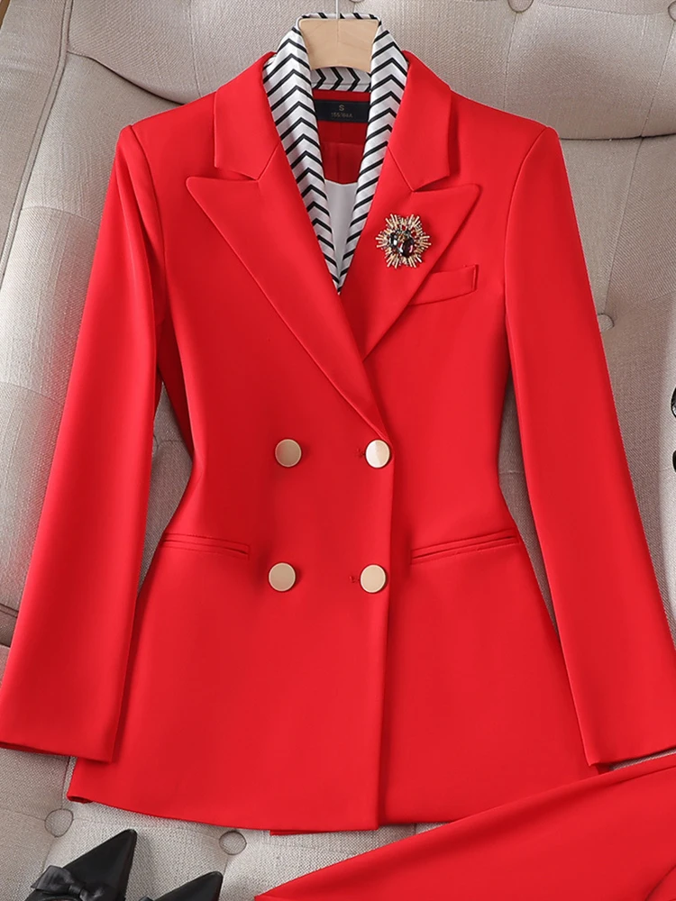ZJYT Office Lady Formal Blazer Pants Suits 2 Piece Matching Set Conjuntos Para Mujeres Elegant Business Jacket Trousers Sets