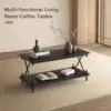 Coffee Table with Storage and Open Shelves for Living Dining Room, Modern Rectangle & Industrial Design, X-Shape Frame 4