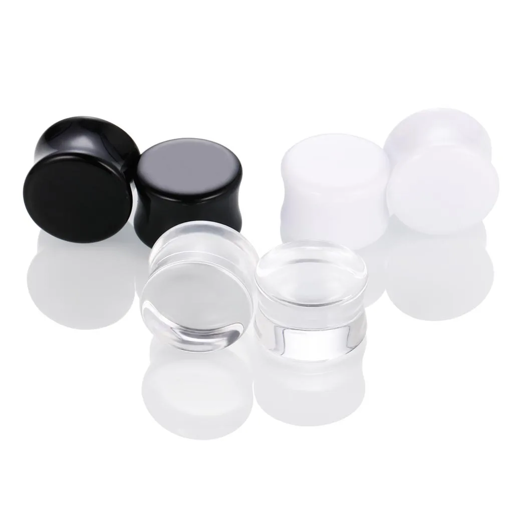 Piercing Jewelry 2Pcs Ear Plugs Tunnels Acrylic Piercing Double Flared Ear Gauges Expanders White Black Dilation Stretcher