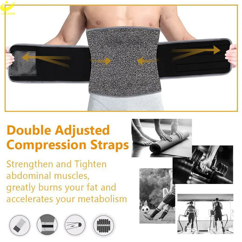 LAZAWG Men Waist Trainer Neoprene Belt Sweat Girdle Weight Loss Strap Slimming Band Corset Waist Cincher Body Shaper Sport