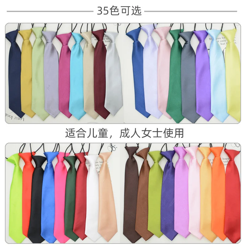 6CM Width Solid Color Neckties for Kids Female Children Student Lazy Ties School Uniform Cravat Red White Graffiti Tie Neckwear