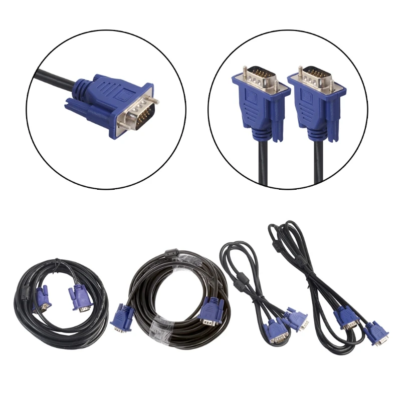1pcs New OOTDTY Accessories VGA Cables 1.5/3/5/10m VGA 15 Pin Male To Male Extension Cable For PC Laptop Projector HDTV