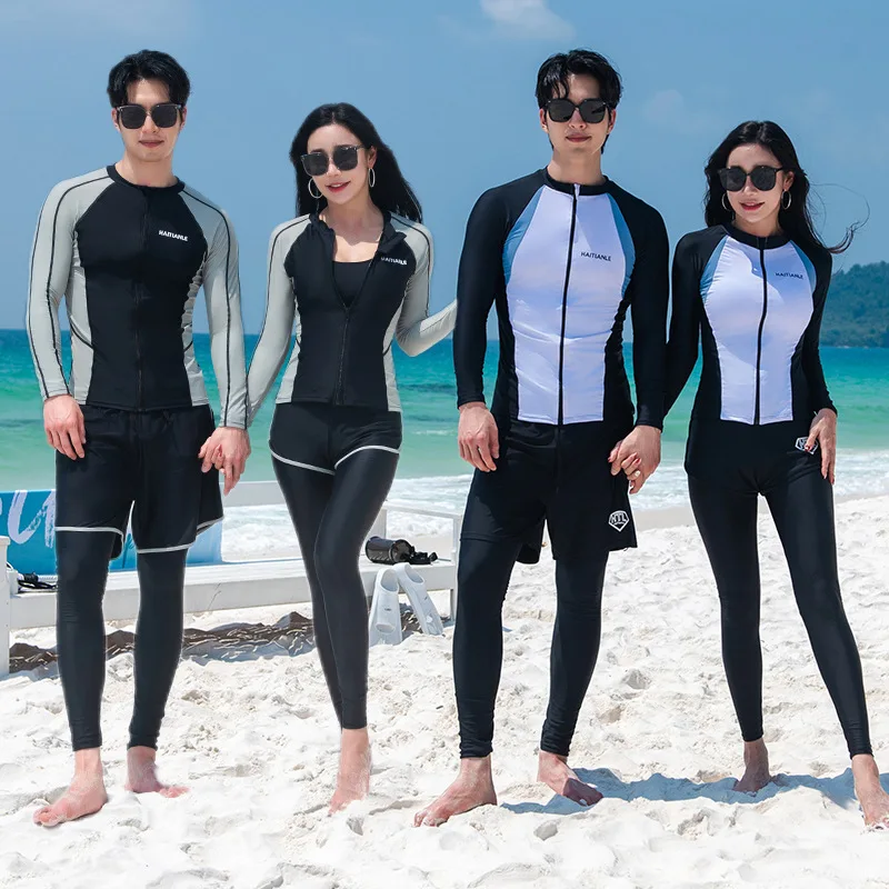 Men's Long Sleeve Diving Suit with Split Korean Style Swimming And Surfing Sports Swimwear for Floating Diving Beach Wear