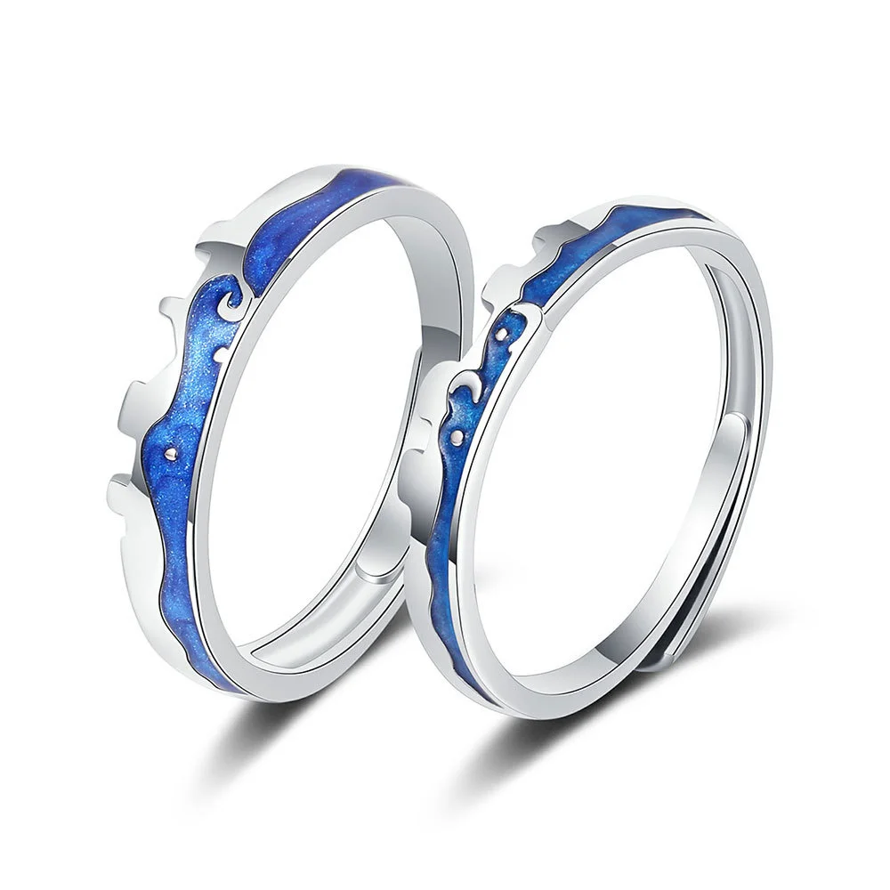 

Love in the City long distance love designer wall star moon S925 silver couple ring men's and women's Valentine's gifts