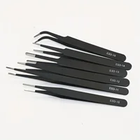 6pcs ESD Anti-Static Stainless Steel Tweezers - Precision Maintenance & Industrial Repair Tools for Working & Model Making. 1