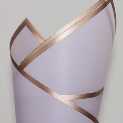 20pcs/lot Golden Border Rose Floral Wrapping Paper Korean Style Semitranparent Gift Wrap Florist Flower Bouquet Wrapping Paper Light purple