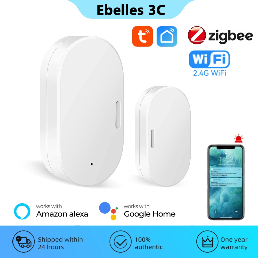 Tuya Wifi Zigbee Porta Finestra Sensore Magnetico Smart Home Rilevatori Di Porte Wireless Automazione Protezione Di Sicurezza Per Alexa Google