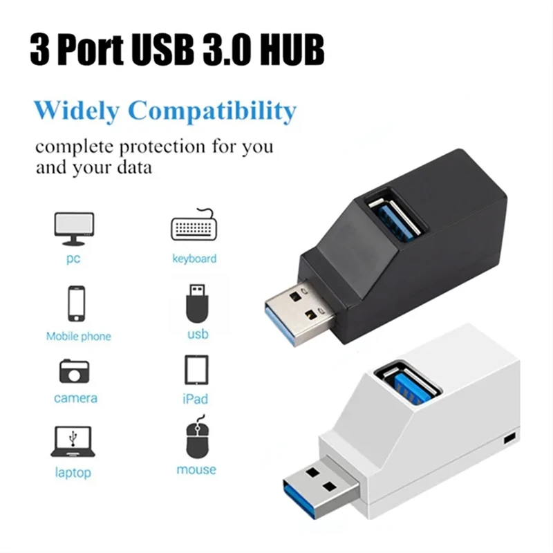 New Portable Usb 3.0 Hub Adapter Extender Splitter Box 1 To 3 Ports For Pc Laptop Keyboard Mouse U Disk Card Reader Accessories