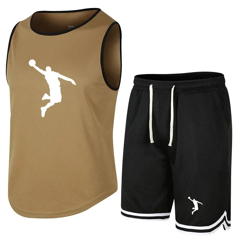 

Men's summer sports T-shirt Custom breathable pants Fitness sleeveless vest sports shorts with training basketball clothes
