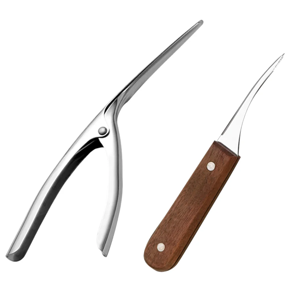 

1 Set 2 Pcs Stainless Steel Shrimp Peelers Shrimp Deveiners Prawn Cleaning Tool Cutter Cleaning Shrimp Line Seafood Tool