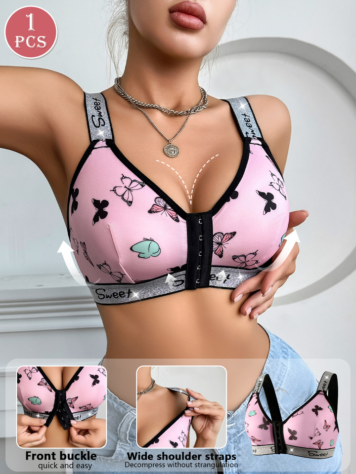 1pc Women Front Closure Single Layer Wireless Bra