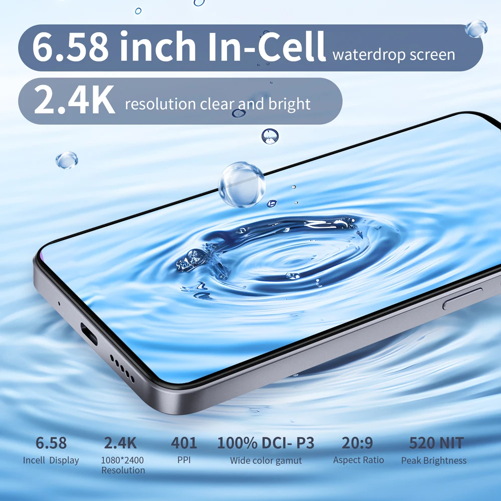 Cwowdefu S18, Smartphone Global Version Android 14, 6.58" Incell 2.4K Display, Unisoc T616, 16GB(8+8GB) 256GB, 48MP AI Cam , NFC 3