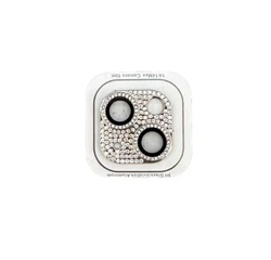 Premium Glitter Diamond Camera Lens Protector with Metal Ring - 12pro (Silver)