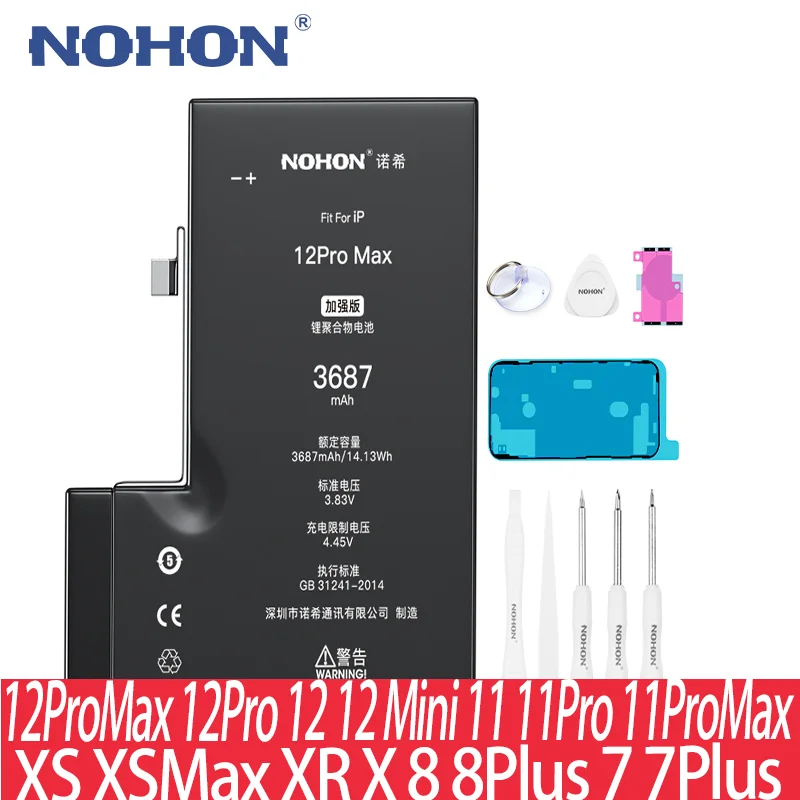 Nohon Batteria Per Iphone 12 Mini 11 Pro Xs Xr Max X 8 7 Plus Bateria Di Ricambio Per Iphone12 Mini Iphone11 Pro Iphonexs Max