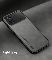 Luxury Silicone TPU Leather Phone Case Cover for POCO X6 Pro 5G (Light Gray)