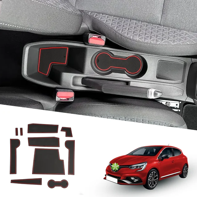 LFOTPP Car Door Groove Mat for Clio 5 2022 Handbrake Version Anti-Slip Rubber Gate Slot Cup Pad Auto Interior Clio 5 Accessories