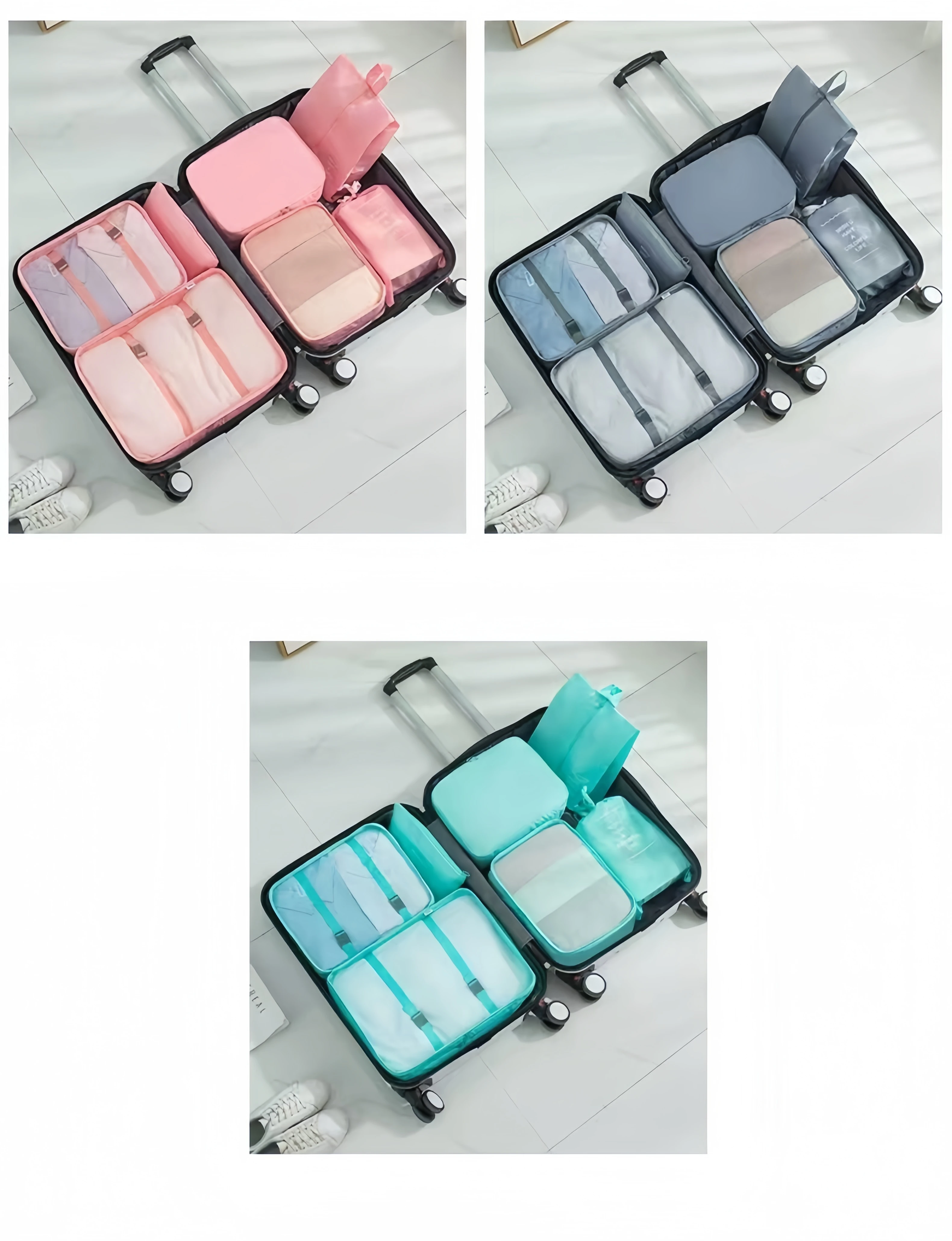 7Pcs Handy Set Travel Packing Cubes Organizer Storage Bags Suitcase Portable Luggage Clothes Shoe Tidy Pouch Fold Gift storage bag travel bags shoes storage bag clothes storage bags