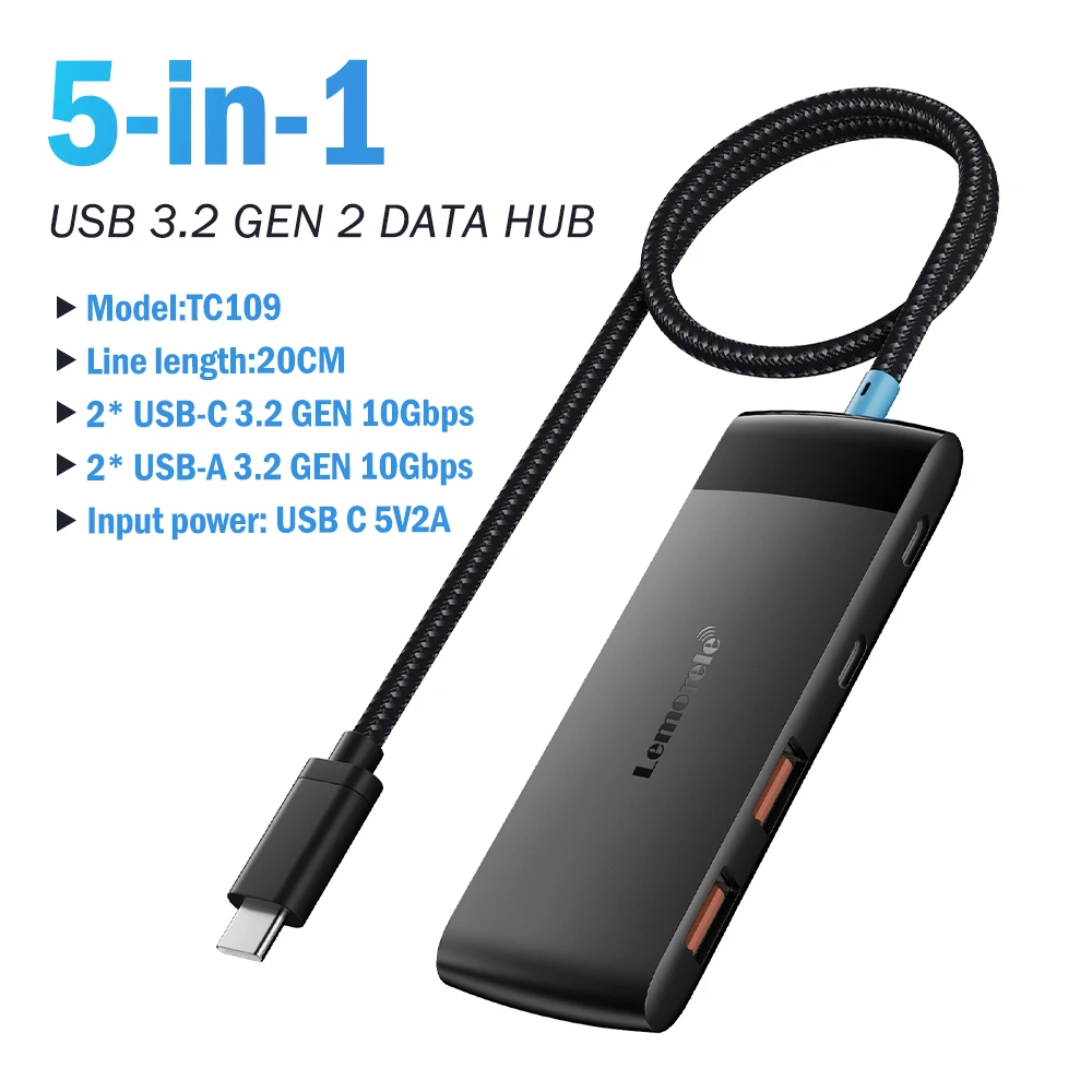 Lemorele 4-Port USB-C/USB-A Hub Multi Splitter Adapter