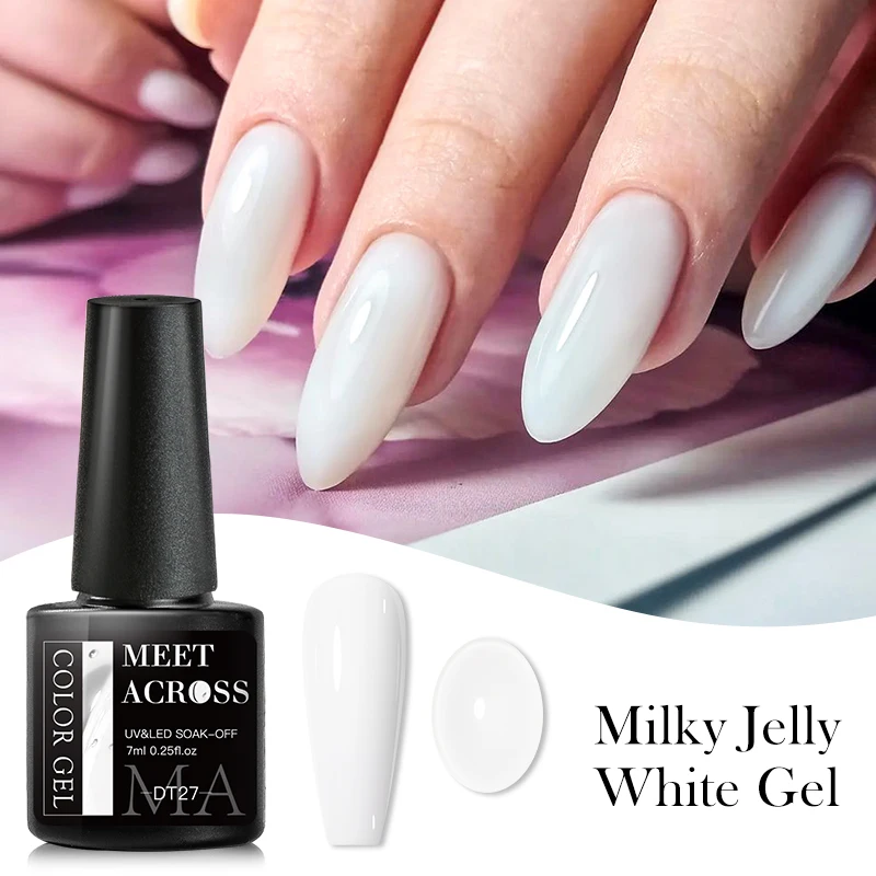 YTD Likomey Nude Gel Nail Polish,15ml Gold Foil Milky White Translucent  French Jelly Light White Skin Tone UV Nail Gel Polish Varnish Milky White  Gold Foil