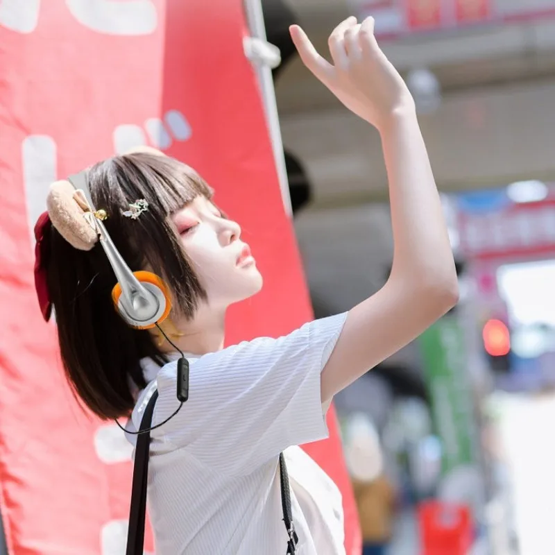 Fashion Headset Bluetooth Headwear Panasonic Women Headset Short-term HIFI Small Head-mounted Three-band Balanced Japanese Style