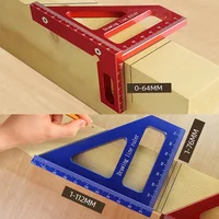 Rapporteur carré pour le travail du bois, règle triangulaire à onglet en alliage d'aluminium, outil de mesure de disposition de haute précision pour ingénieur charpentier 3