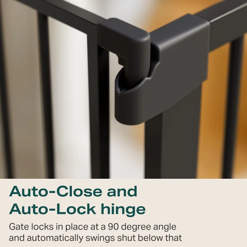 2-Pack 29.7-46 Inch Stair Gate Doorway Automatic Closing Dog Gate Indoor Easy-to-install Pressure-Mount Pet Gate Black Gates 5