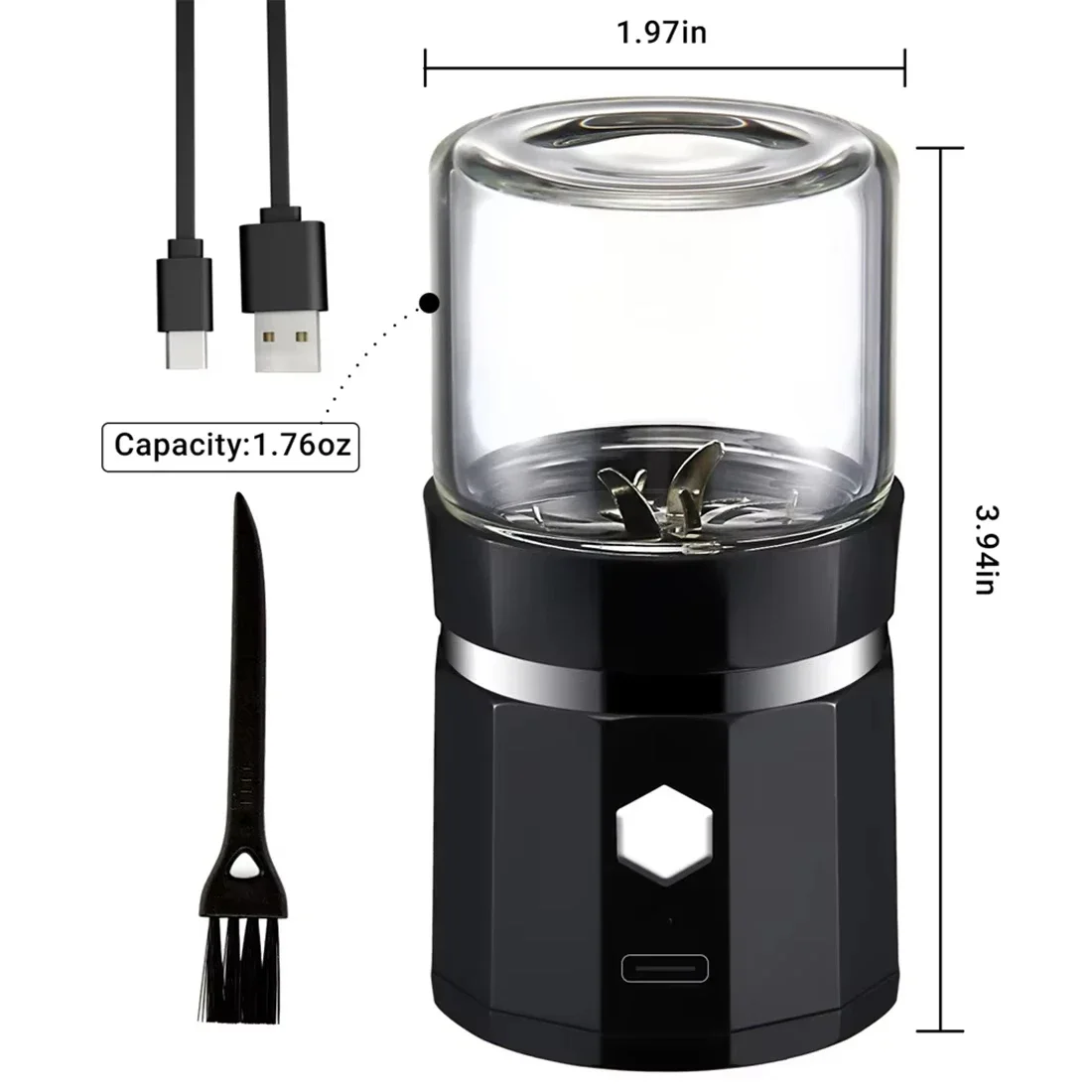 Portable Electric Herb Grinder USB Rechargeable Anti Touch Tobacco Crusher Grinders For Smoking Pipe Grass Smoke Accessories herb grinder smoking accessories tobacco smoking accessories tobacco grinder