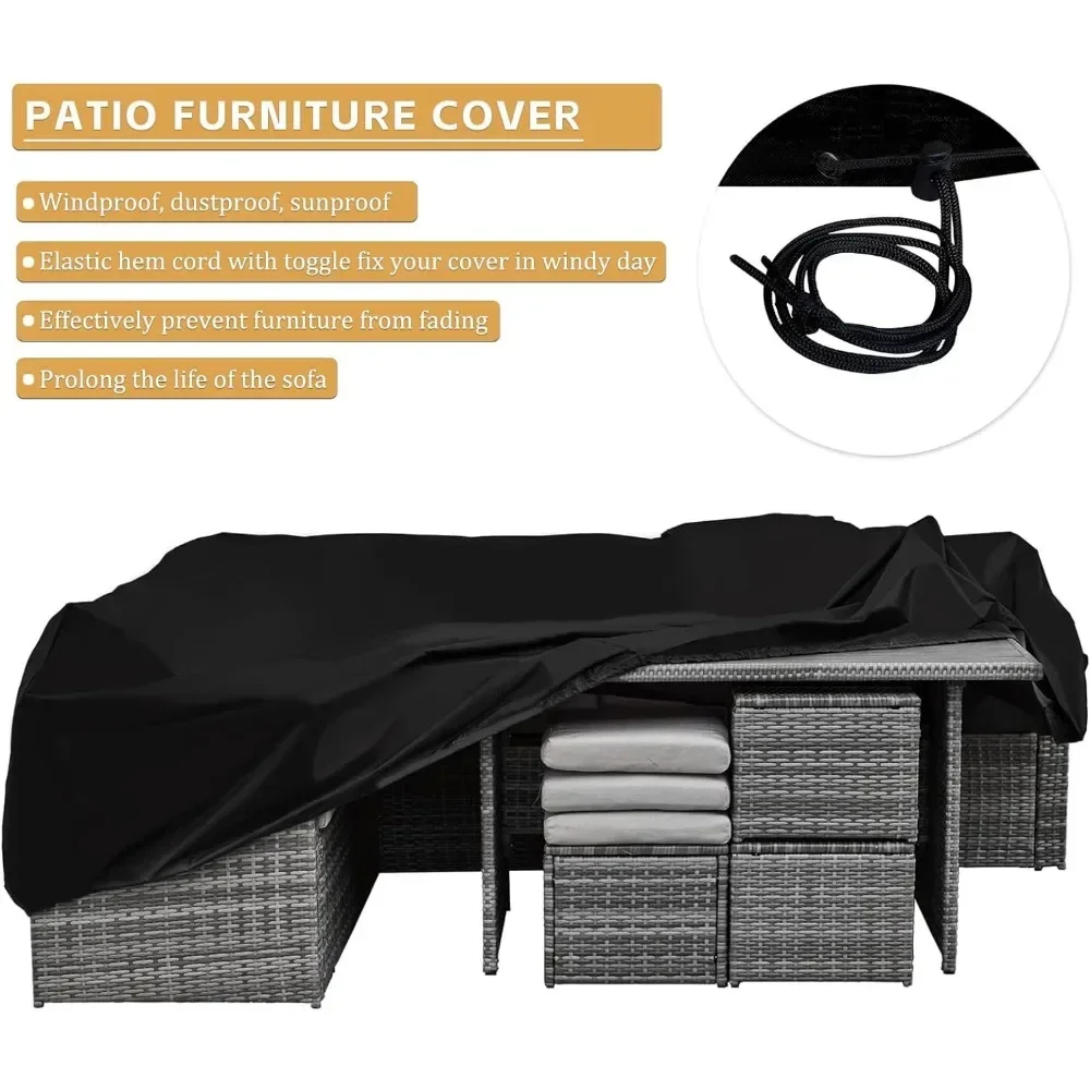 7 Pieces Outdoor Patio Furniture with Dining Table&Chair, All Weather Wicker Conversation Set with,Grey Garden Sofas