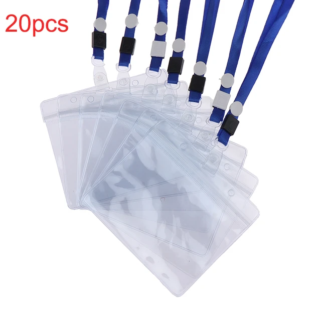 20Pcs Waterproof Sleeve Pouch With Sealing Strip Lanyards ID Badge