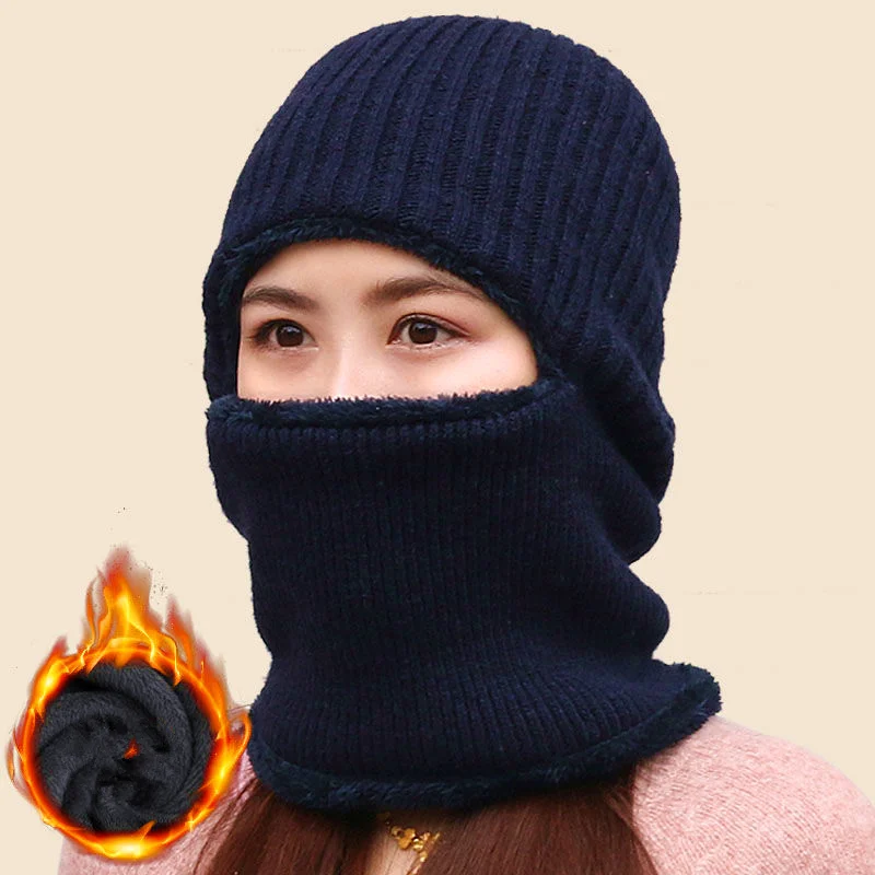 Winter Knitted Balaclava Mask Thickened Windproof Warm Cycling Full Face Cover Women Men Thermal Anti-Cold Running Ski Mask