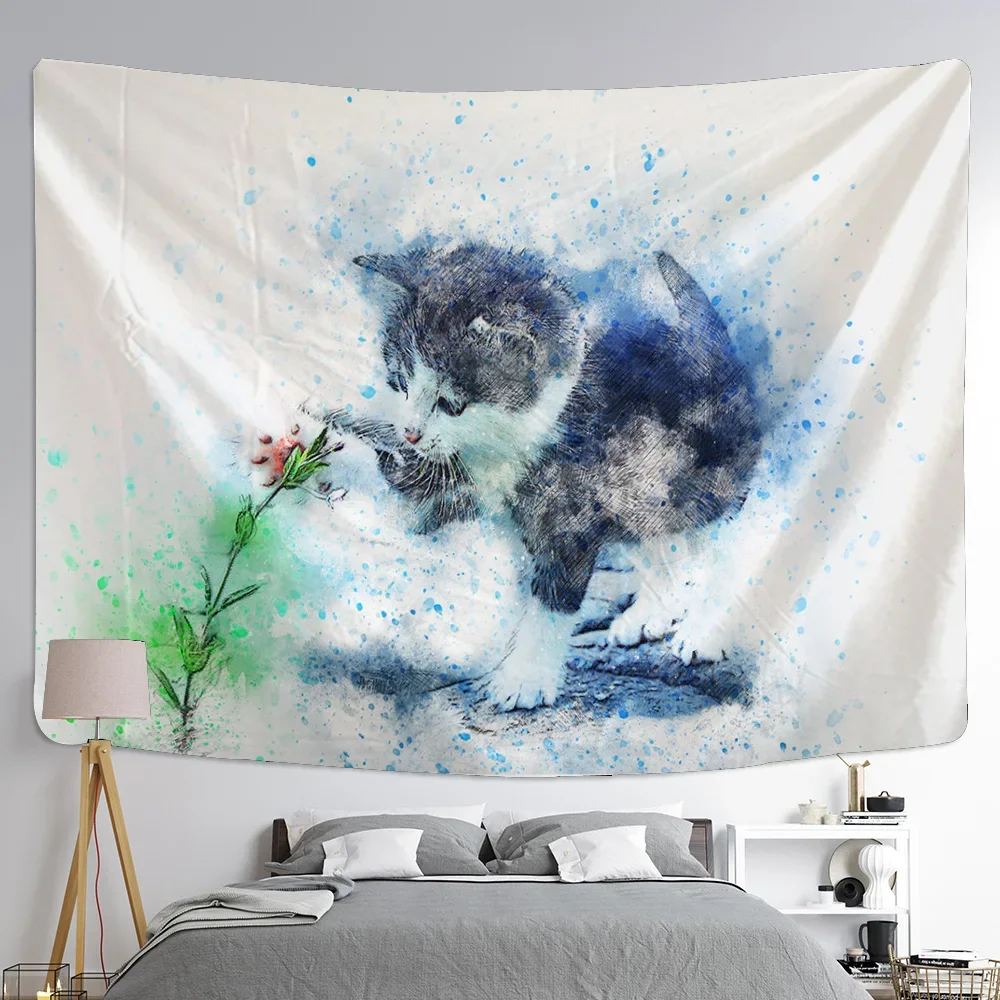 

Abstract Art Paint Animals Watercolor Painting Art Theme Wall Tapestry Decoration Hanging Curtain Home Bedroom Living Room Decor