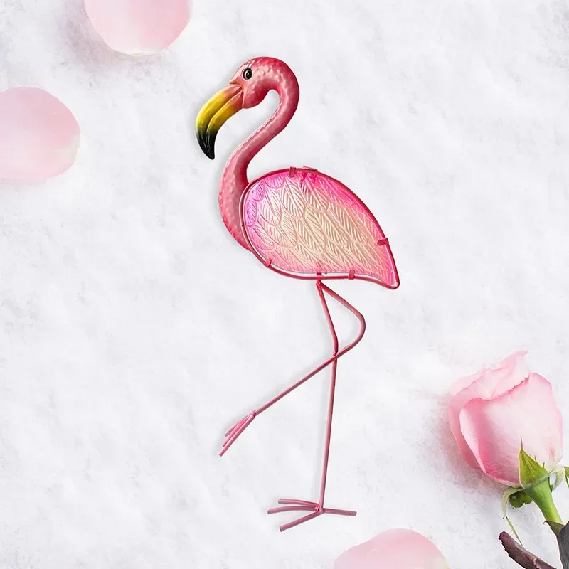 

Металлическое железное стекло фламинго, настенное украшение для сада, двора, ремесла, гостиной, украшение для настенного крепления, Настенный декор