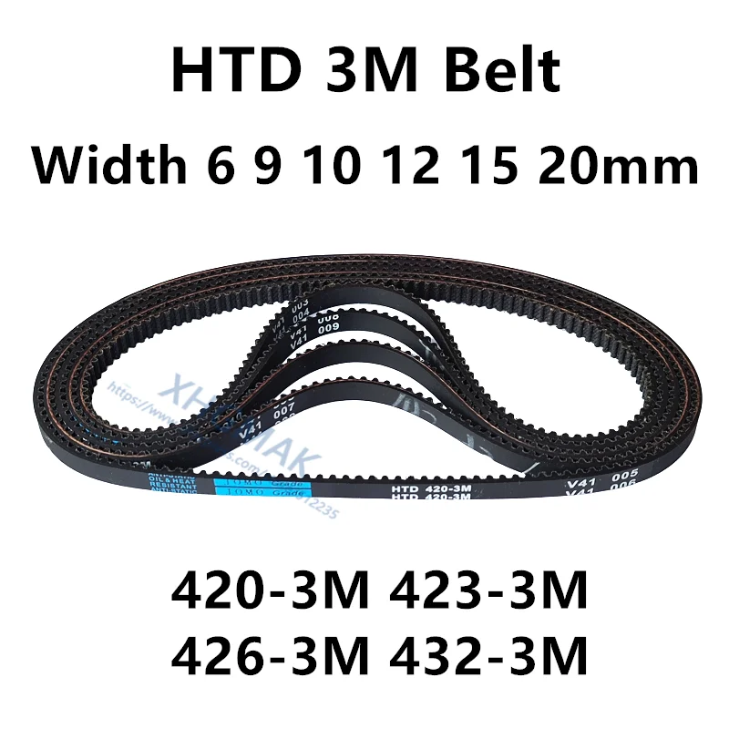 HTD 3M Timing Belt C= 420 423 426 432 Width 6/9/15mm Teeth 140 141 142 144 HTD3M Synchronous 420-3M 423-3M 426-3M 432-3M