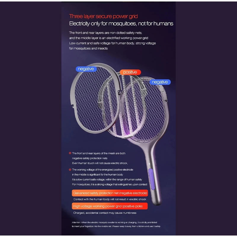 Electric Mosquito Racket And Bug Zapper Lamp Rechargeable Home_voghion.com
