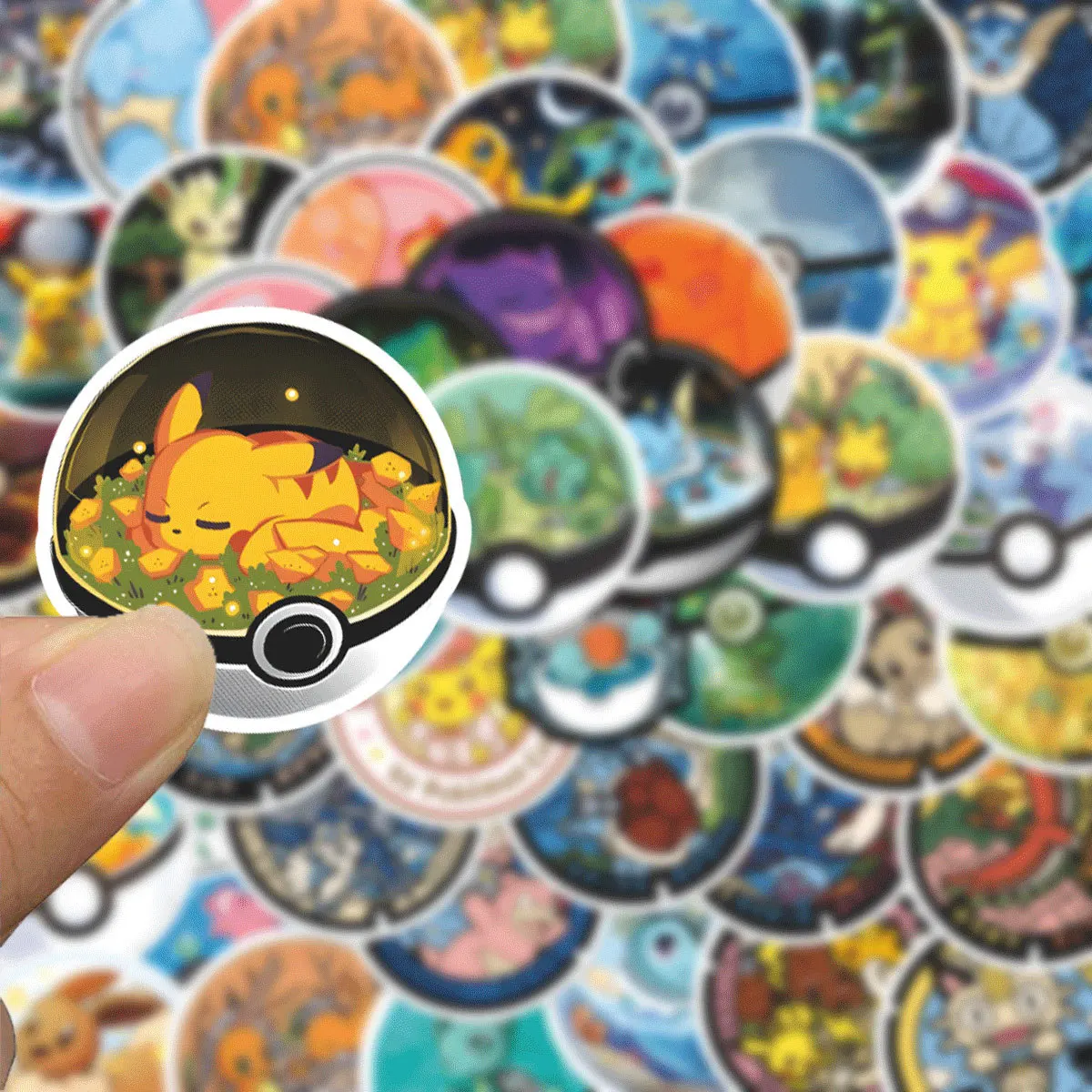 71 Stück niedliche Anime-Pokemon-Pikachu-Aufkleber, Cartoon-Pokeball-Aufkleber, DIY-Aufkleber für Laptop, Telefon, Kühlschrank, wasserdichter Aufkleber, Kinderspielzeug