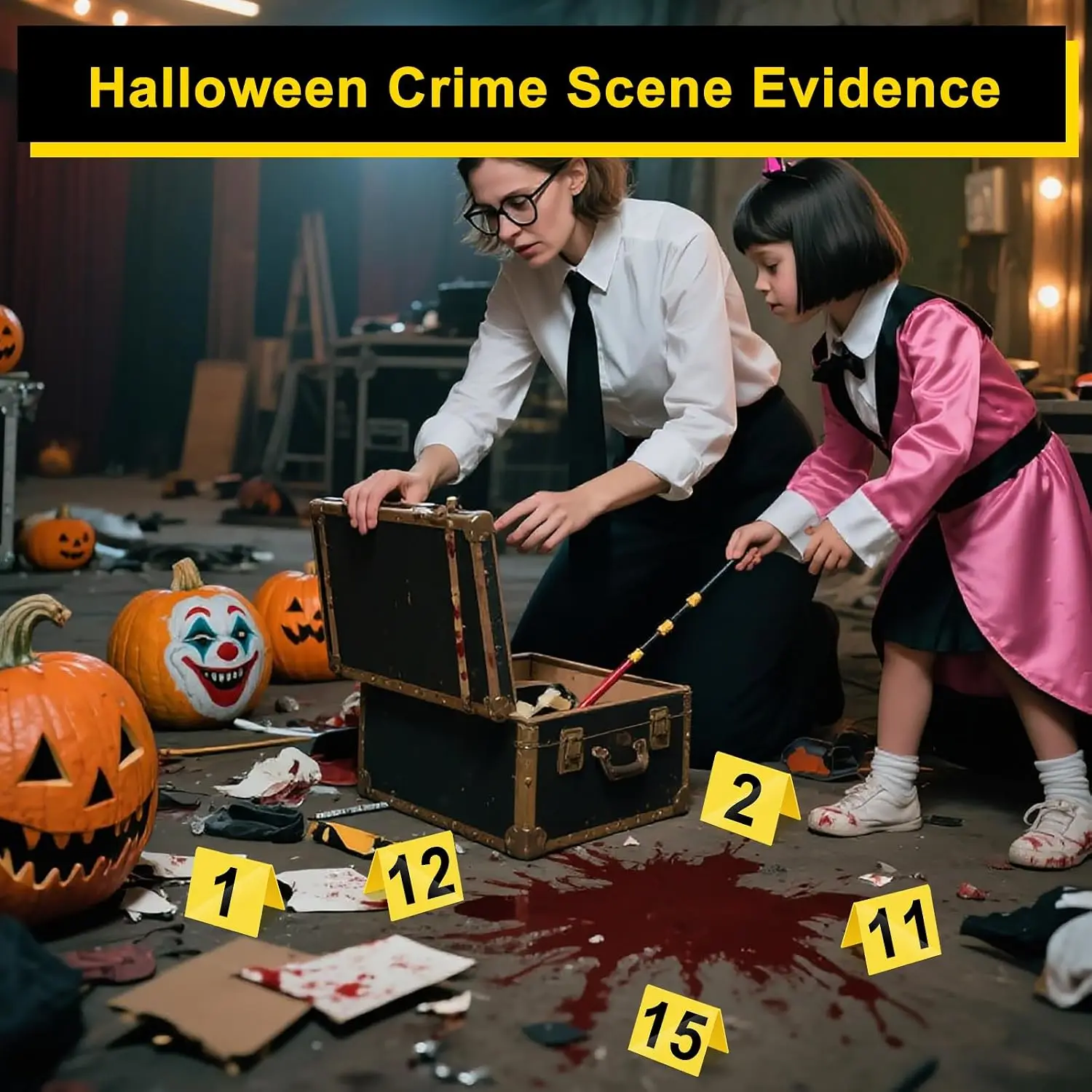 15 pezzi di marcatori per prove di scena del crimine, marcatori per prove investigative, decorazioni per scene del crimine, accessori per giochi di mistero e omicidi. - immagine 5