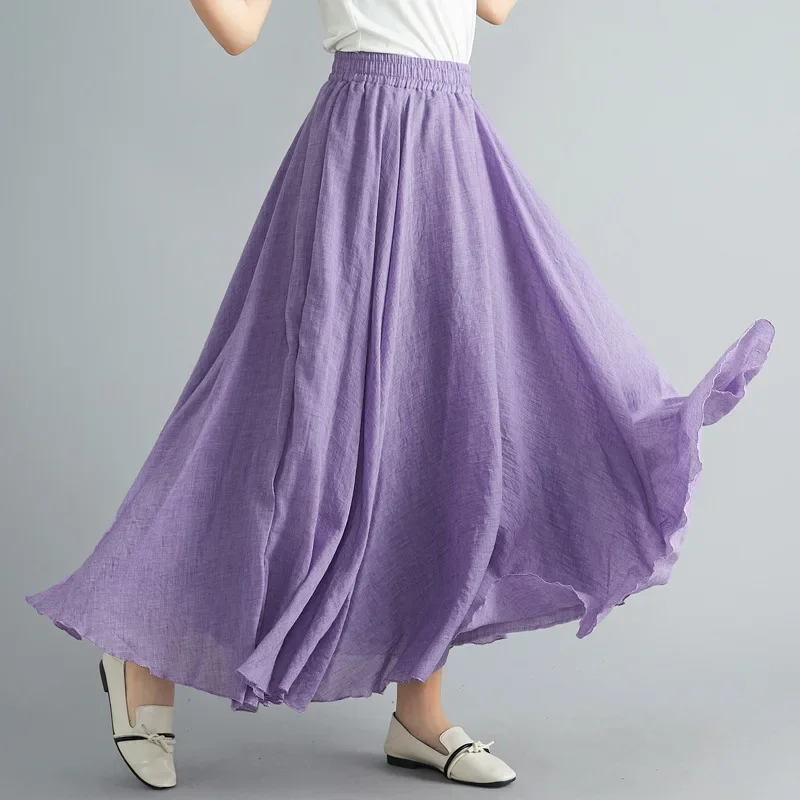 Women‘s Fashion Clothes Skirts Vintage Y2k Elegant Streetwear Bohemian Cotton Linen Casual Vestido De Festa Long Dance Skirt