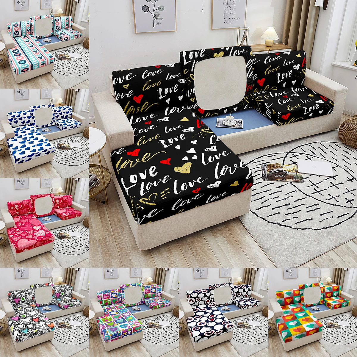 

Чехол для дивана с узором в виде сердца, эластичный чехол для дивана на сиденье, эластичный чехол для дивана, чехол для дивана, чехол для крес...