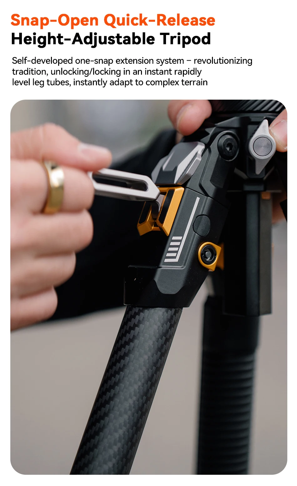 - T1/T1S/T1S V5 Snap-Open Carbon Fiber Video and Photo Tripod 4 Section Legs Adj