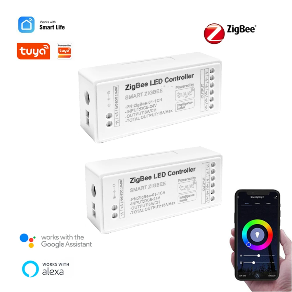 Tuya Zigbee RGB Controller Smart Life Gateway Hub RGBW RGBCW LED Strip Light ZigBee Controller DC5-24V Work with Alexa Google josef albers life and work