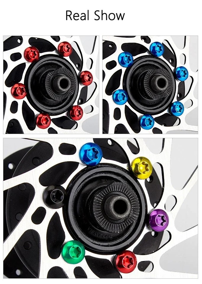 12pcs Bicycle Disc Brake Rotor Torx Bolts T25 M5x9mm Stainless Steel Road Bike Fixing Screws Colorful Cycling Accessory MTB Part