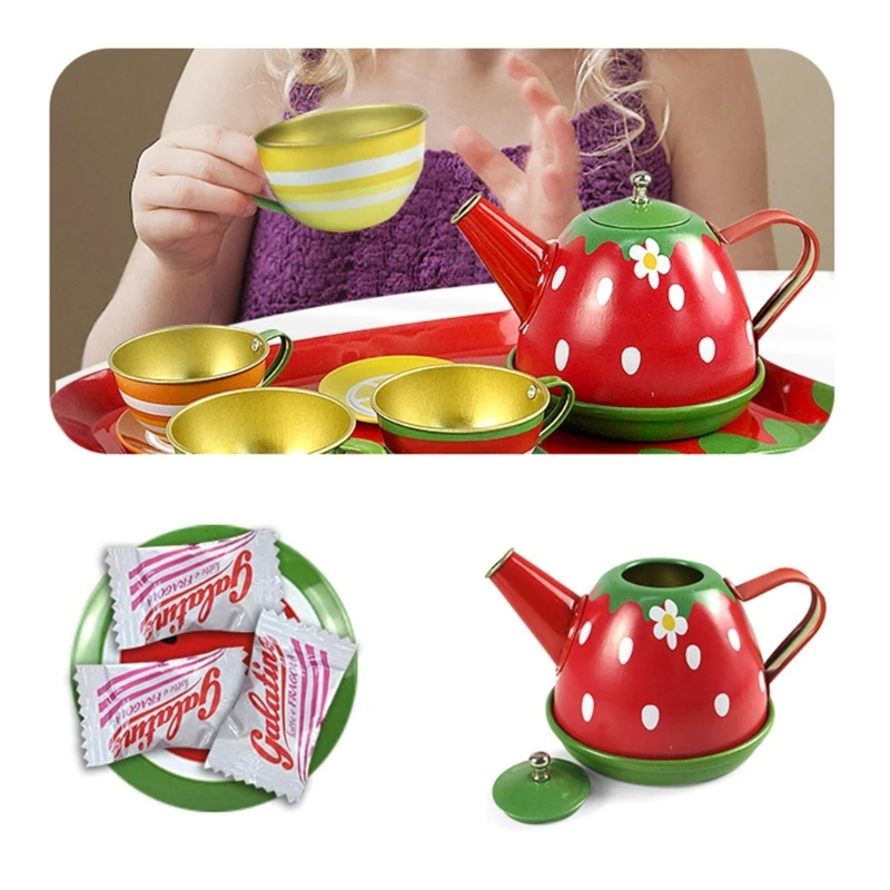 2 Pcs Conjunto de chá infantil | Conjunto de cozinha para crianças de 1 a 3  anos,Bule Pratos Sobremesa Cozinha Fingindo Brincar Lata Jogo de Chá