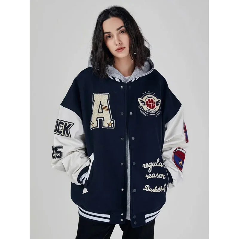 

2023 A Chock Original Fashion Towel Embroidered American Letters Flocking Baseball Jacket Street Cotton Padded Jacket